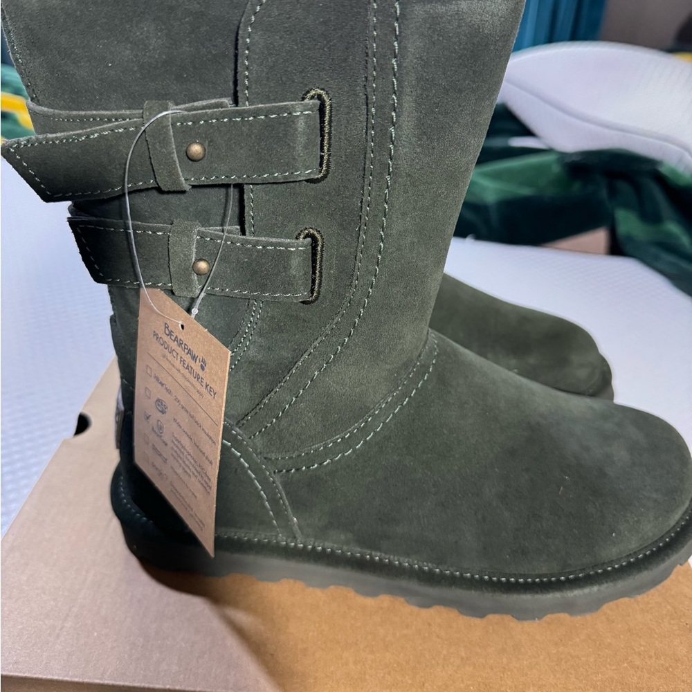 BearPaw Women's Green Suede Boots